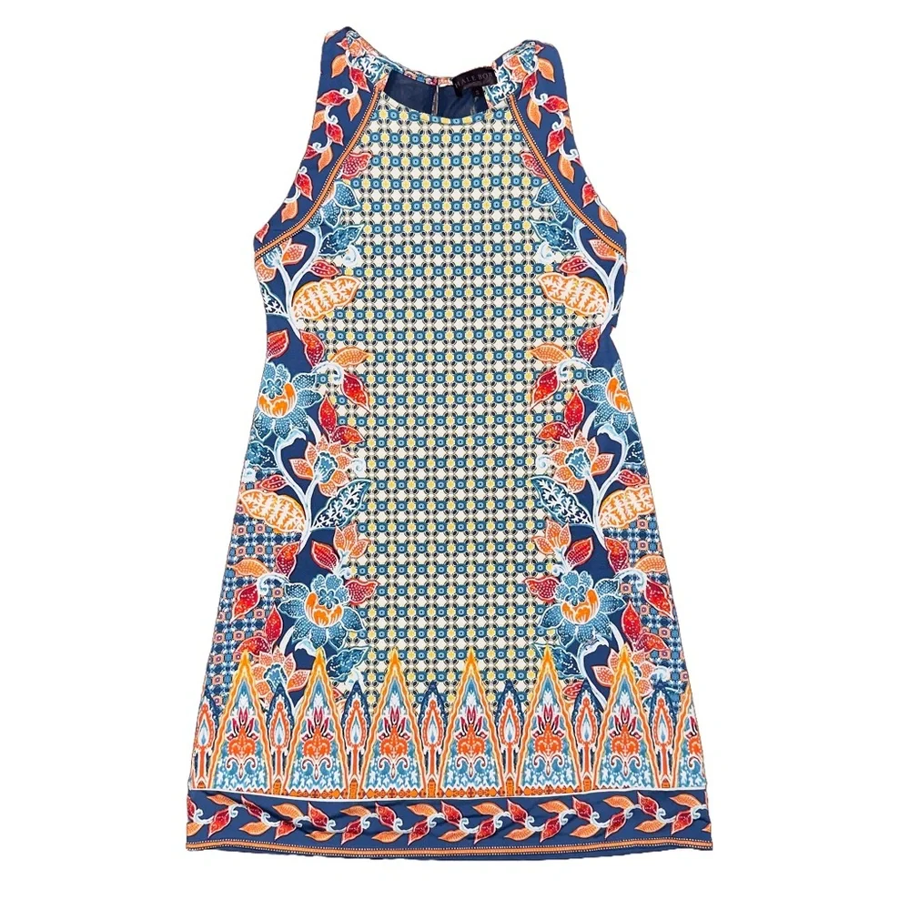 Hale Bob Floral Geometric Print Mini Dress Boho Coastal Cowgirl‎ Western